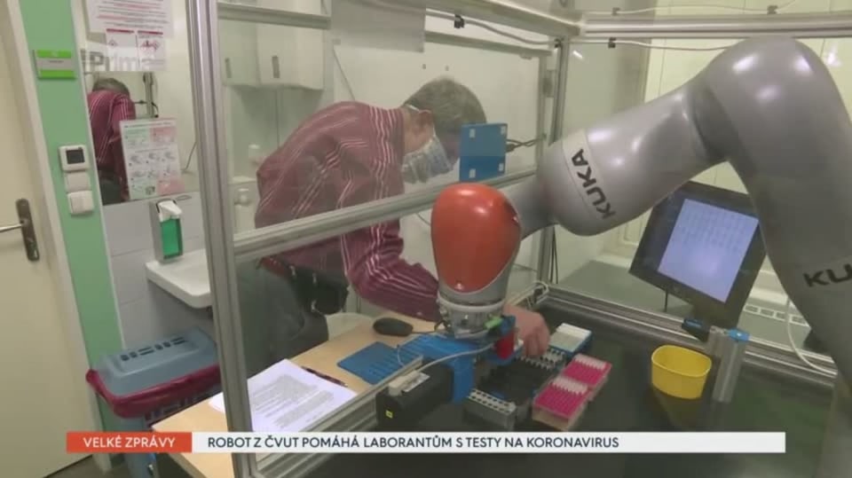 16. 04. 2020 VELKÉ ZPRÁVY: ROBOT Z ČVUT POMÁHÁ LABORANTŮM S TESTY NA KORONAVIRUS